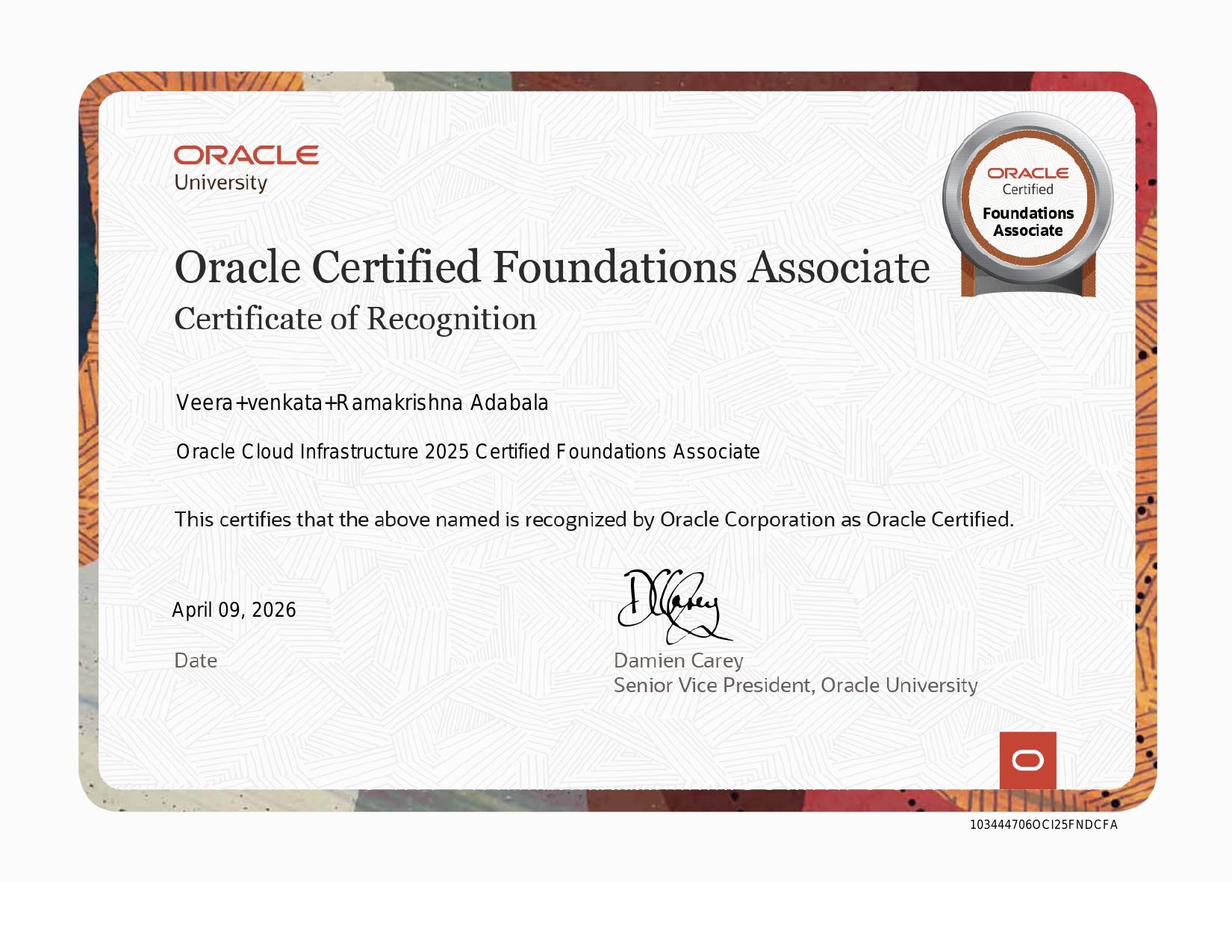 Oracle Cloud Infrastructure 2025 Certified Foundations Associate